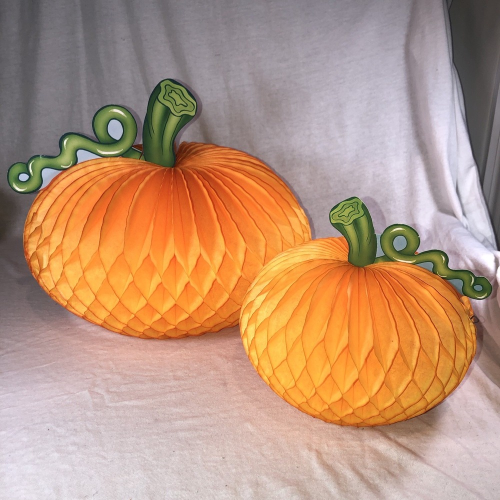 Vintage Halloween Fall Decoration Honeycomb pumpkin Centerpiece Denmark 1990